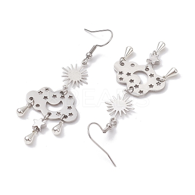 Brass & 304 Stainless Steel Dangle Earrings EJEW-TA00436-02-1