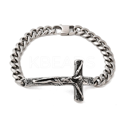 304 Stainless Steel Cuban Link Chains Bracelets BJEW-A092-05P-1