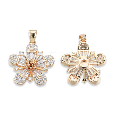 Brass Pave Clear Cubic Zirconia Pendants KK-N232-470-1