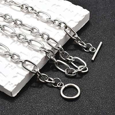 Non-Tarnish Unisex 304 Stainless Steel Figaro Chain Necklaces X-NJEW-H215-03P-1