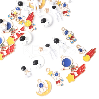 18Pcs 9 Styles Alloy Enamel Pendants FIND-FS0003-66-1