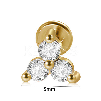 304 Stainless Steel Micro Pave Clear Cubic Zirconia Cartilage Earrings WG369ED-11-1