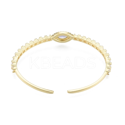 Cubic Zirconia Horse Eye Open Cuff Bangle BJEW-G651-08G-03-1