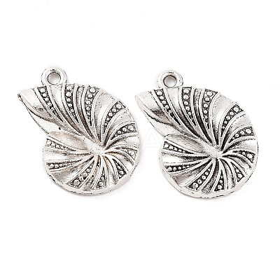Tibetan Style Alloy Conch Shell Pendants TIBEP-Q043-224-RS-1