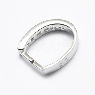 Anti-Tarnish Rhodium Plated 925 Sterling Silver Micro Pave Cubic Zirconia Pendant Bails STER-E053-09P-1