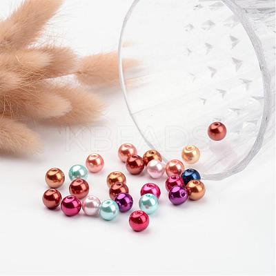 Mixed Glass Pearl Round Beads X-HYC003-1