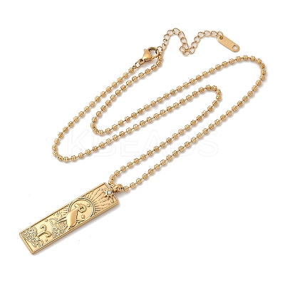304 Stainless Steel Clear Cubic Zirconia Rectangle Constellation Pendant Necklaces for Women Men NJEW-S435-01G-A-1