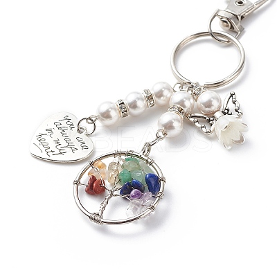 Chakra Tree Of Life Natural/Synthetic Mixed Stone Pendant Keychain KEYC-JKC00397-1