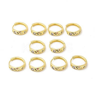 Cubic Zirconia Star & Heart Geometry Hoop Earrings X-EJEW-E270-32G-1