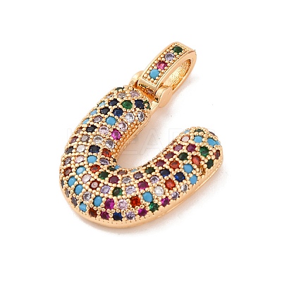 Brass Micro Pave Cubic Zirconia Pendants KK-C076-29U-G02-1