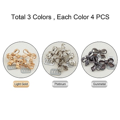 12 Sets 3 Colors Zinc Alloy Bag Decorate Clasp PALLOY-CA0001-85-1