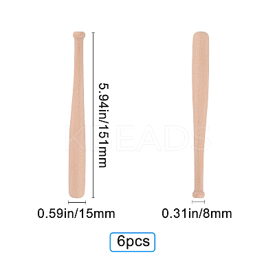 Natural Wood Baseball Bat Home Display Decorations WOOD-WH0101-35-1