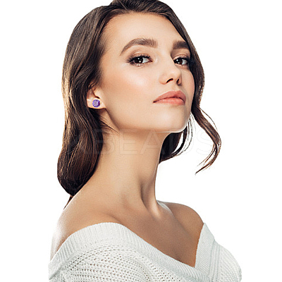 10 Pairs 10 Colors Resin Diamond & Plastic Imitaion Pearl Front Back Stud Earrings EJEW-AN0002-65-1