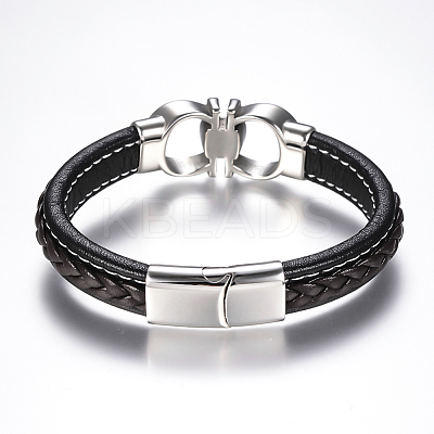 Men's Braided Leather Cord Bracelets BJEW-H559-15G-1