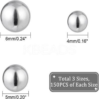 450Pcs 3 Style 304 Stainless Steel Ball STAS-FH0001-58-1