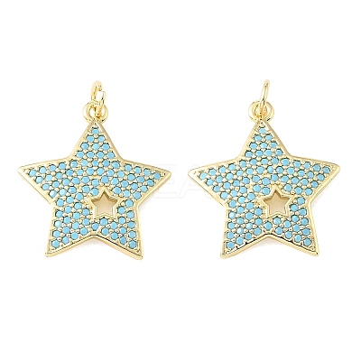 Brass Micro Pave Sky Blue Cubic Zirconia Pendants CU-CBA6938-05G-04-1