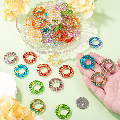 40Pcs 10 Colors Baking Paint and Golden Metal Enlaced Glass Beads DGLA-TA0001-65-1