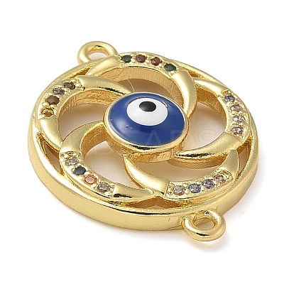 Rack Plating Brass Colorful Cubic Zirconia Vortex Connector Charms KK-K392-08G-02-1