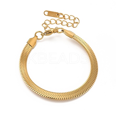 Ion Plating(IP) 304 Stainless Steel Herringbone Chain Bracelet for Men Women BJEW-E058-01D-G-1