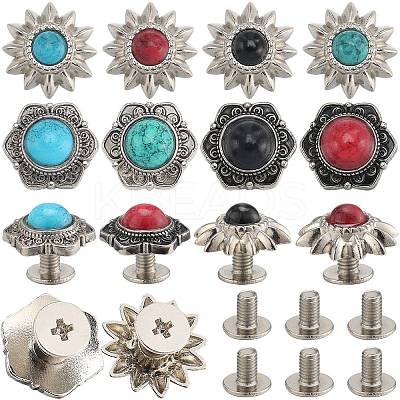 24 Sets 8 Style Alloy Buttons FIND-CP0001-85-1