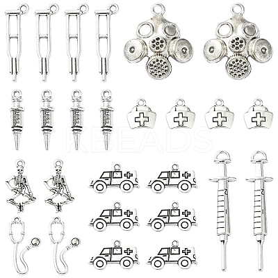 40Pcs 8 Styles Tibetan Style Alloy Pendants TIBEP-YW0001-86-1
