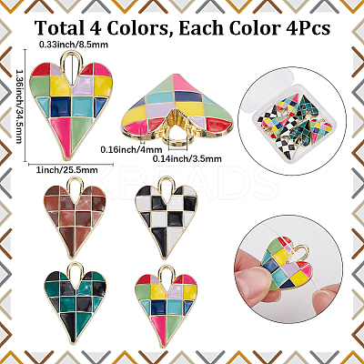 16Pcs 4 Colors Rack Plating Alloy Enamel Pendants ENAM-SC0006-48-1
