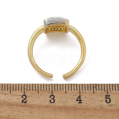 Brass Micro Pave Clear Cubic Zirconia Cuff Rings for Women RJEW-U041-09G-1
