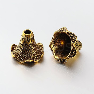6-Petal Tibetan Style Alloy Bead Caps PALLOY-N0113-05AG-1