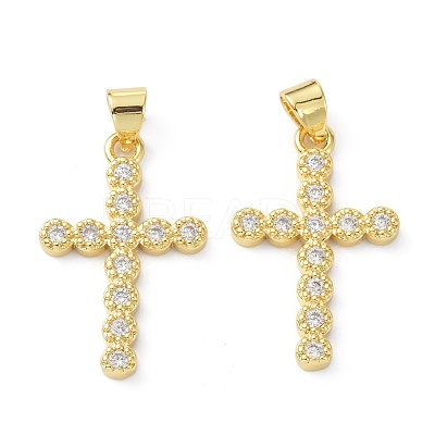 Brass Cubic Zirconia Pendant ZIRC-C021-39G-1