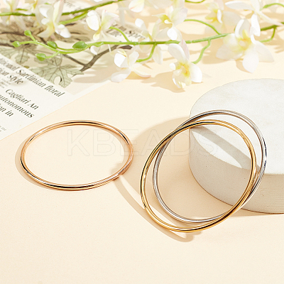 7Pcs 3 Color 304 Stainless Steel Thin Wrap Bangles Set for Women BJEW-BC0001-17-1