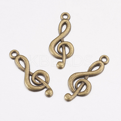 Tibetan Style Treble Clef Pendants TIBEP-R315-AB-FF-1