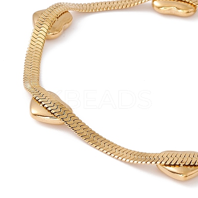 Ion Plating(IP) 304 Stainless Steel Heart Beaded Herringbone Chain Bracelet for Women BJEW-G656-05G-1