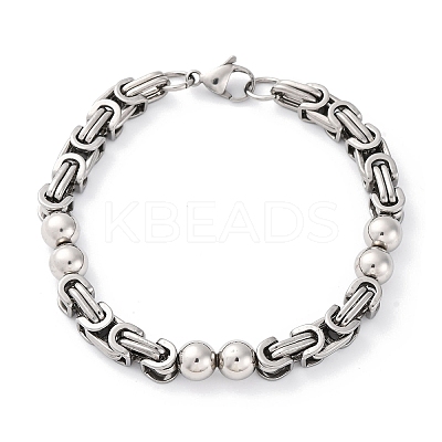 201 Stainless Steel Byzantine Chain Bracelets BJEW-B078-167P-1