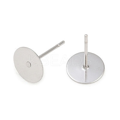 Non-Tarnish 304 Stainless Steel Flat Round Blank Peg Stud Earring Findings LS-A-STAS-S028-37-1