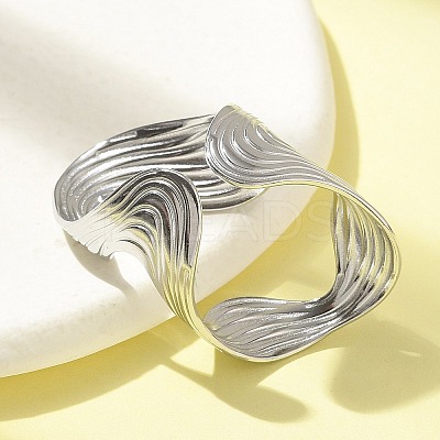 304 Stainless Steel Open Cuff Ring for Women RJEW-M025-03P-1
