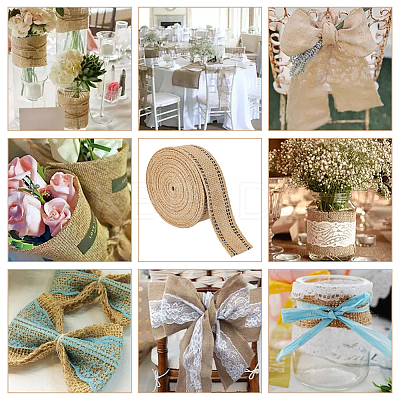10M Flat Jute Ribbon with Dot Line Edge OCOR-WH0003-017-1
