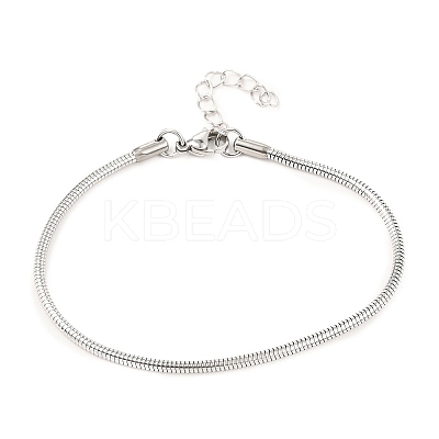 Tarnish Resistant Unisex 304 Stainless Steel Round Snake Chain Bracelets LS-BJEW-H541-02B-P-1