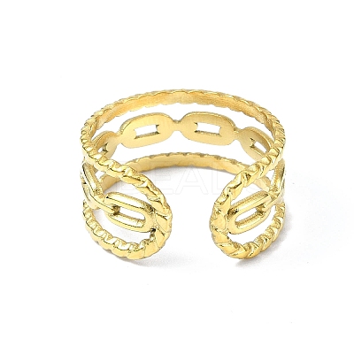 Ion Plating(IP) 304 Stainless Steel Open Cuff Ring RJEW-L109-035G-1