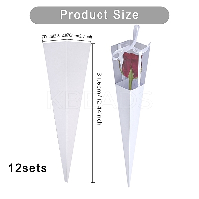Cone Iridescent Paper Single Rose Packaging Gift Boxes LS-CON-WH0085-50A-1