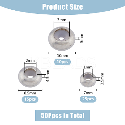 50Pcs 3 Style 316L Surgical Stainless Steel Beads STAS-DC0014-49-1