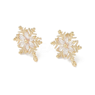 Christmas Theme Brass Micro Pave Cubic Zirconia Stud Earring Findings KK-Z065-11G-1