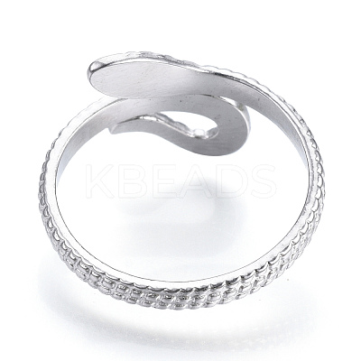 Non-Tarnish 304 Stainless Steel Snake Open Cuff Ring RJEW-N040-21-1