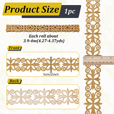 Sew on Ethnic Style Embroidery Flower Polyester Hollow Lace Ribbons OCOR-WH0109-343A-1
