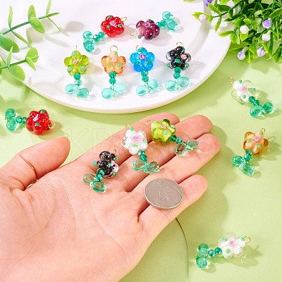 20 Pcs Random Color Glass Pendants
 PALLOY-TA00219-1