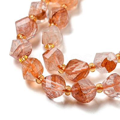 Natural Red Hematoid Quartz/Ferruginous Quartz Beads Strands G-M443-B07-02-1