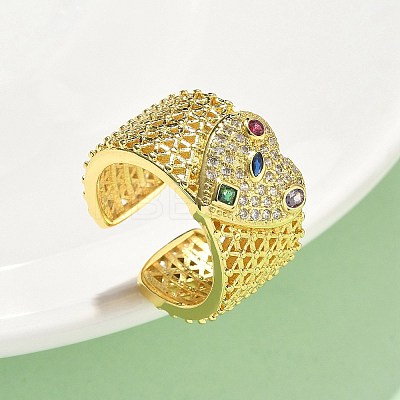 Brass Micro Pave Cubic Zirconia Adjustable Cuff Rings RJEW-V009-06G-1