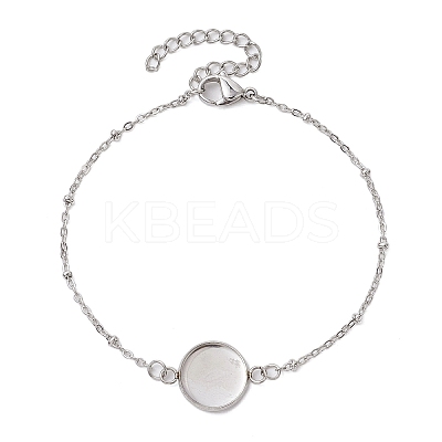 304 Stainless Steel Round Cabochon Setting Bracelets BJEW-JB11091-02-1