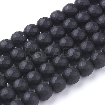 Synthetic Black Stone Beads Strands G-C059-8mm-1-1