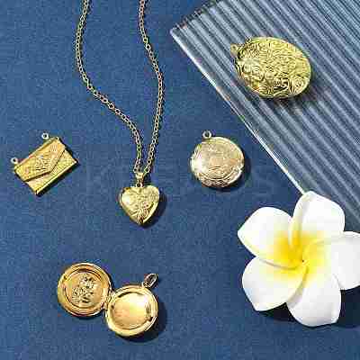 5Pcs 5 Styles Brass Locket Pendants KK-FS0001-90-1