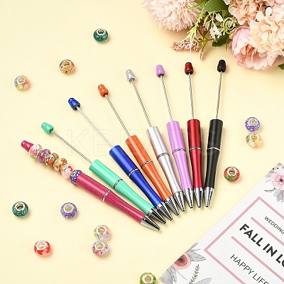 8Pcs 8 Colors Plastic Beadable Pens AJEW-YW0001-33-1